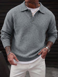 Lapel Polo Pullover Sweater Loose Fit