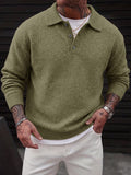 Lapel Polo Pullover Sweater Loose Fit