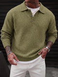 Lapel Polo Pullover Sweater Loose Fit