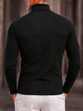 Decorative Buttons Ribbed Knit Turtleneck Sweater