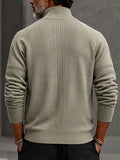 Quarter Zip Mock Neck Raglan Sleeve Knit Sweater