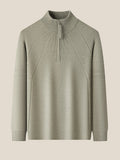 Quarter Zip Mock Neck Raglan Sleeve Knit Sweater