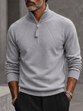 Quarter Zip Mock Neck Raglan Sleeve Knit Sweater
