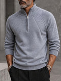 Quarter Zip Mock Neck Raglan Sleeve Knit Sweater