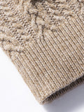 Cable Knit Full Zip Cardigan Sweater Vintage Stand Collar Jacket