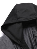 Faux Two-Piece Hooded Wool Blend Overcoat
