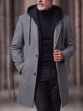 Faux Two-Piece Hooded Wool Blend Overcoat