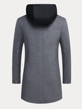 Faux Two-Piece Hooded Wool Blend Overcoat