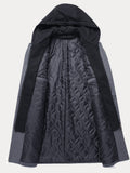 Faux Two-Piece Hooded Wool Blend Overcoat