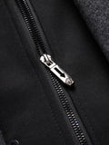 Faux Two-Piece Hooded Wool Blend Overcoat