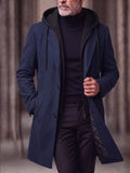 Faux Two-Piece Hooded Wool Blend Overcoat