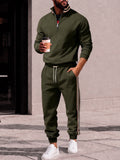 Retro Striped Half Zip Pullover and Jogger Sweatpants Set