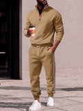 Retro Striped Half Zip Pullover and Jogger Sweatpants Set