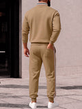 Retro Striped Half Zip Pullover and Jogger Sweatpants Set