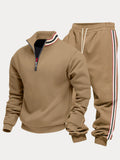 Retro Striped Half Zip Pullover and Jogger Sweatpants Set