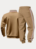 Retro Striped Half Zip Pullover and Jogger Sweatpants Set