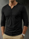 Casual Button Henley Long Sleeve Tee
