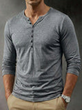 Casual Button Henley Long Sleeve Tee