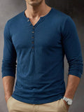 Casual Button Henley Long Sleeve Tee