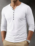 Casual Button Henley Long Sleeve Tee