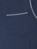 Contrast Stitched Waffle Knit Long Sleeve Henley Top