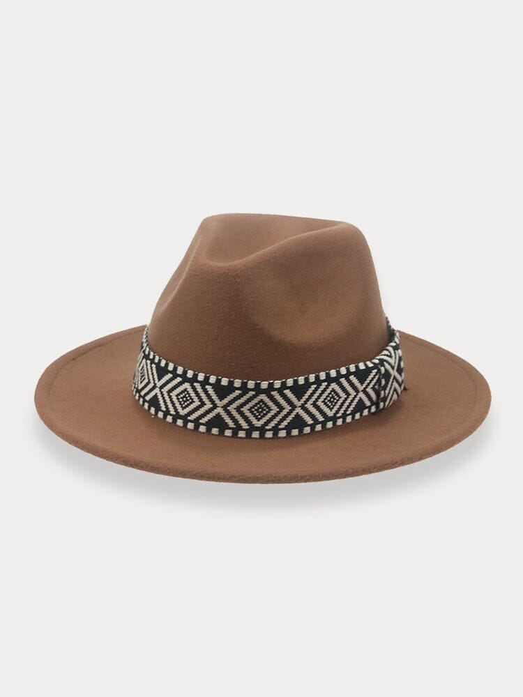 Fedora Hat with Band Hat coofandy Brown F(56-58) 