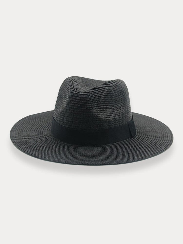 Classic Flat Brim Beach Hat Hat coofandy Black F(56-58) 