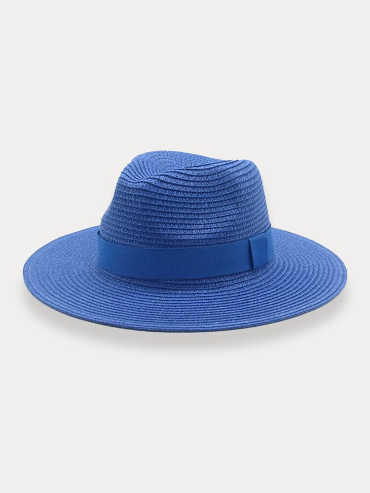 Classic Flat Brim Beach Hat Hat coofandy Blue F(56-58) 