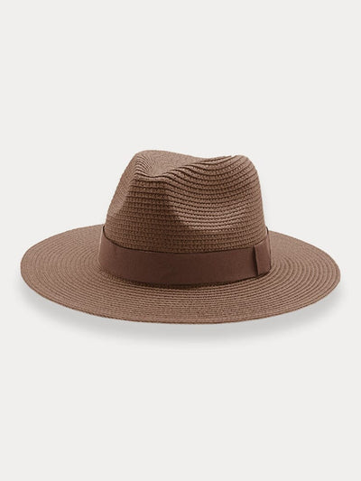 Classic Flat Brim Beach Hat Hat coofandy Brown F(56-58) 