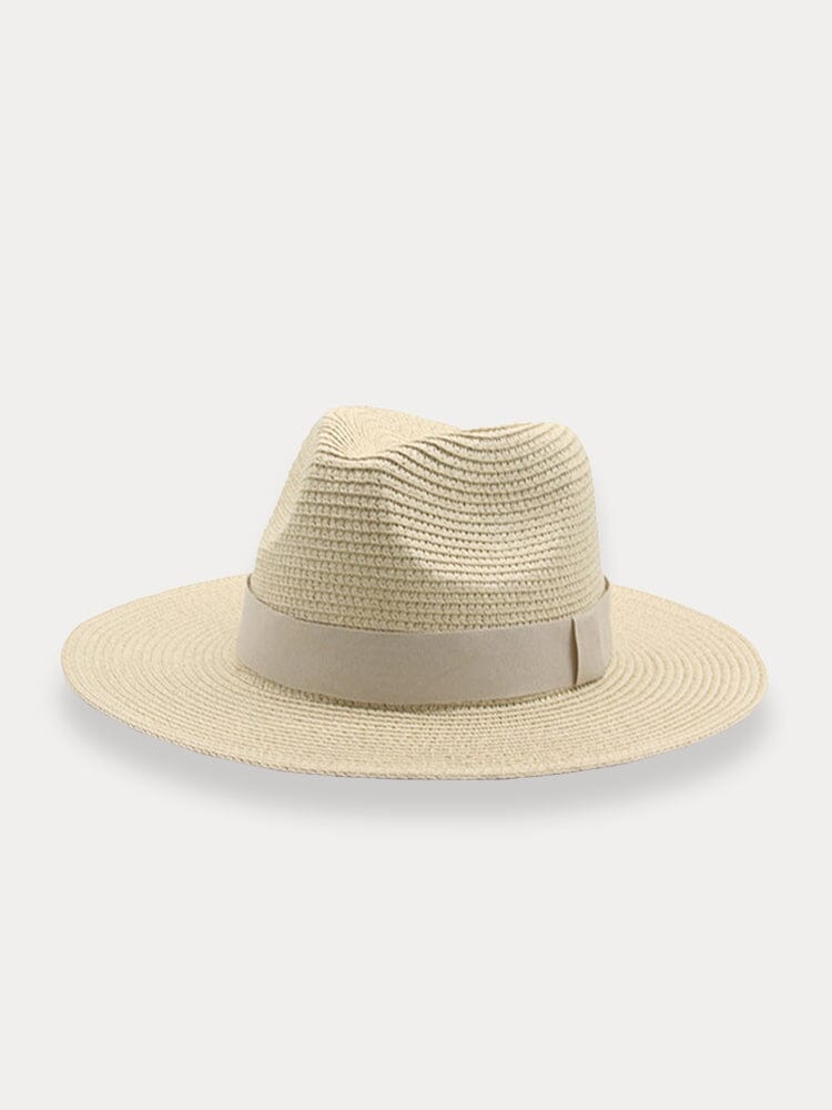 Classic Flat Brim Beach Hat Hat coofandy Cream-PAT1 F(56-58) 
