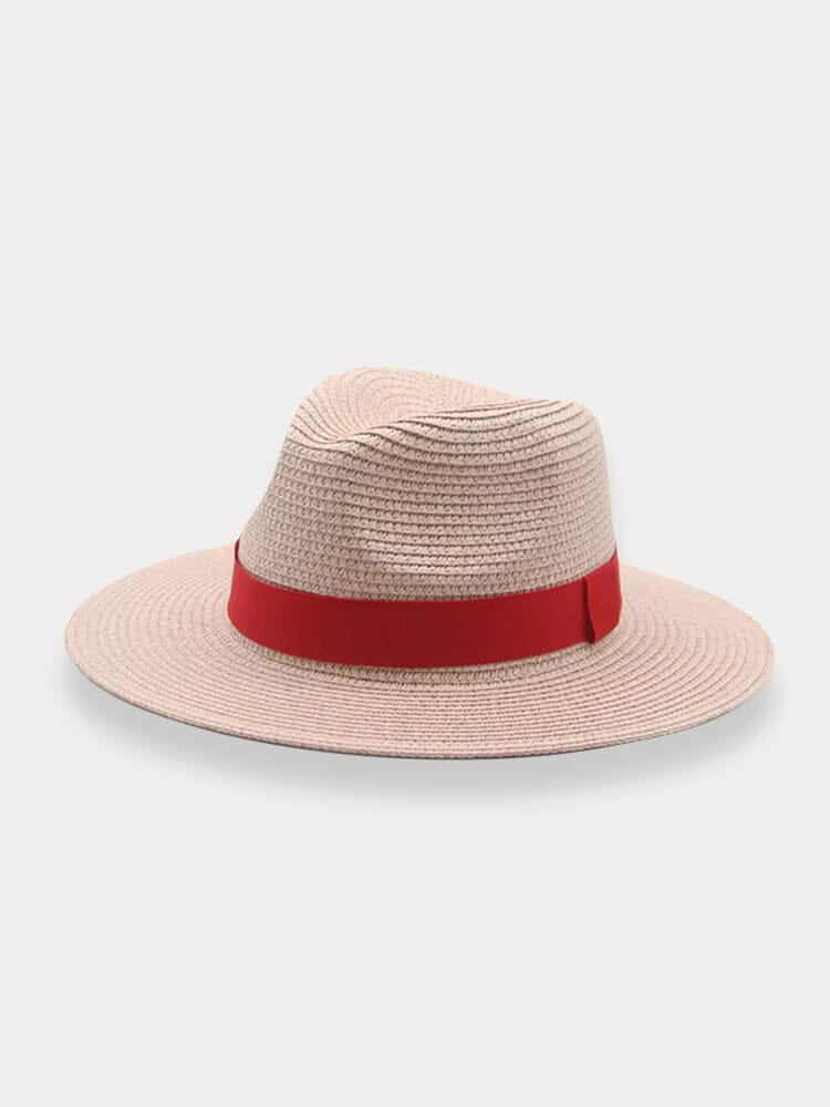 Classic Flat Brim Beach Hat Hat coofandy Pink F(56-58) 