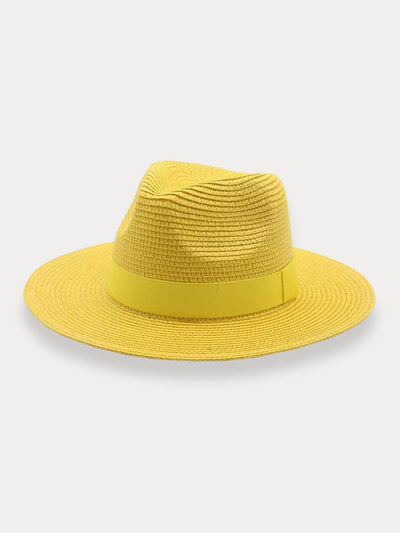 Classic Flat Brim Beach Hat Hat coofandy Yellow F(56-58) 