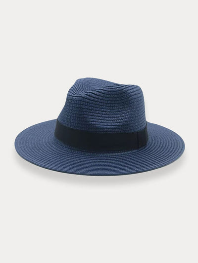 Classic Flat Brim Beach Hat Hat coofandy Navy Blue F(56-58) 