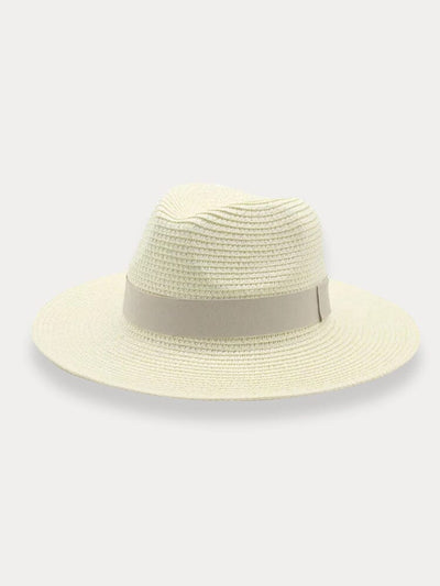 Classic Flat Brim Beach Hat Hat coofandy Cream White F(56-58) 