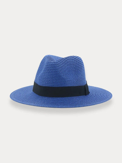 Breathable Flat Brim Beach Hat Hat coofandy Blue F(56-58) 