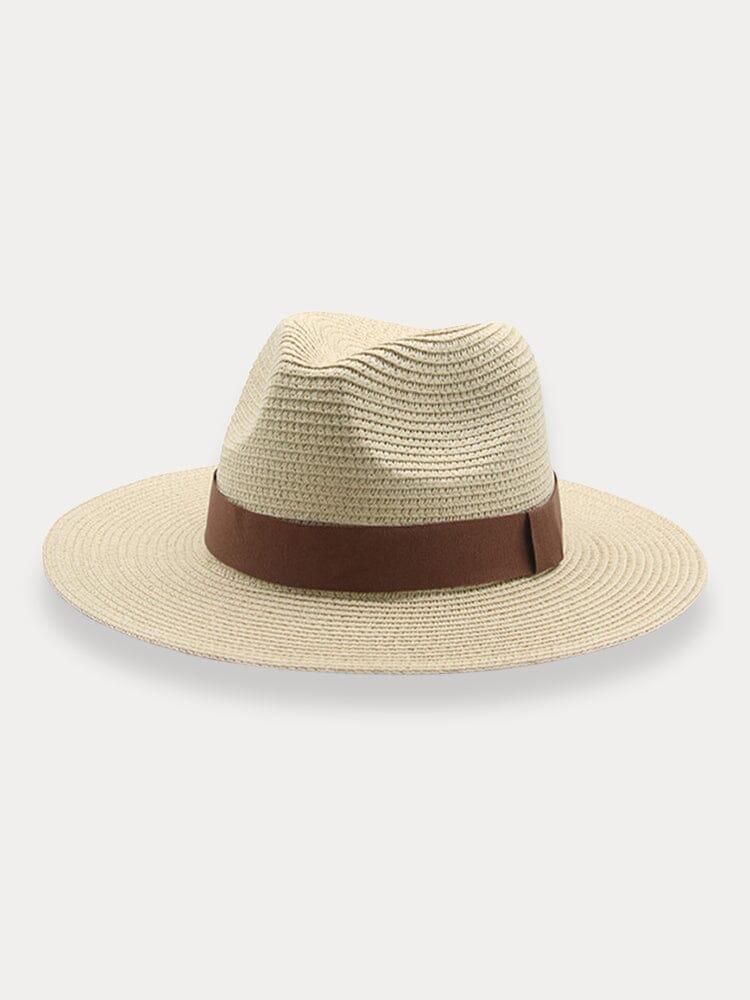 Classic Flat Brim Beach Hat Hat coofandy Cream-PAT2 F(56-58) 