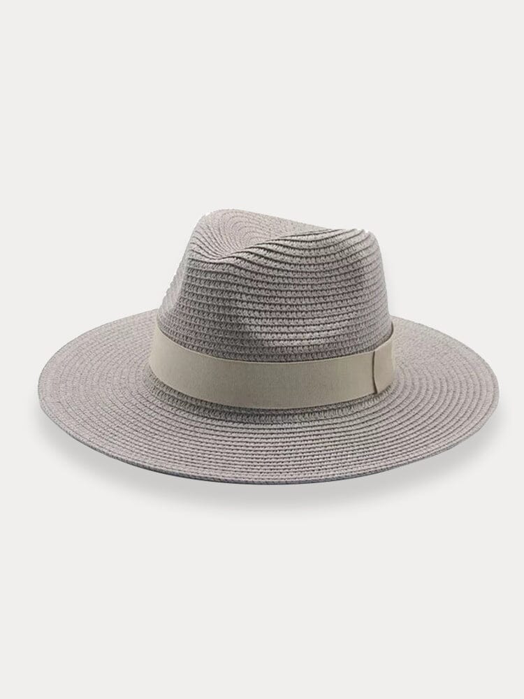 Classic Flat Brim Beach Hat Hat coofandy Grey F(56-58) 