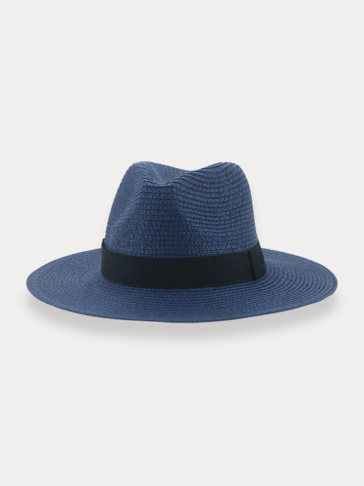 Breathable Flat Brim Beach Hat Hat coofandy Navy Blue F(56-58) 