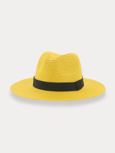Breathable Flat Brim Beach Hat Hat coofandy Yellow F(56-58) 