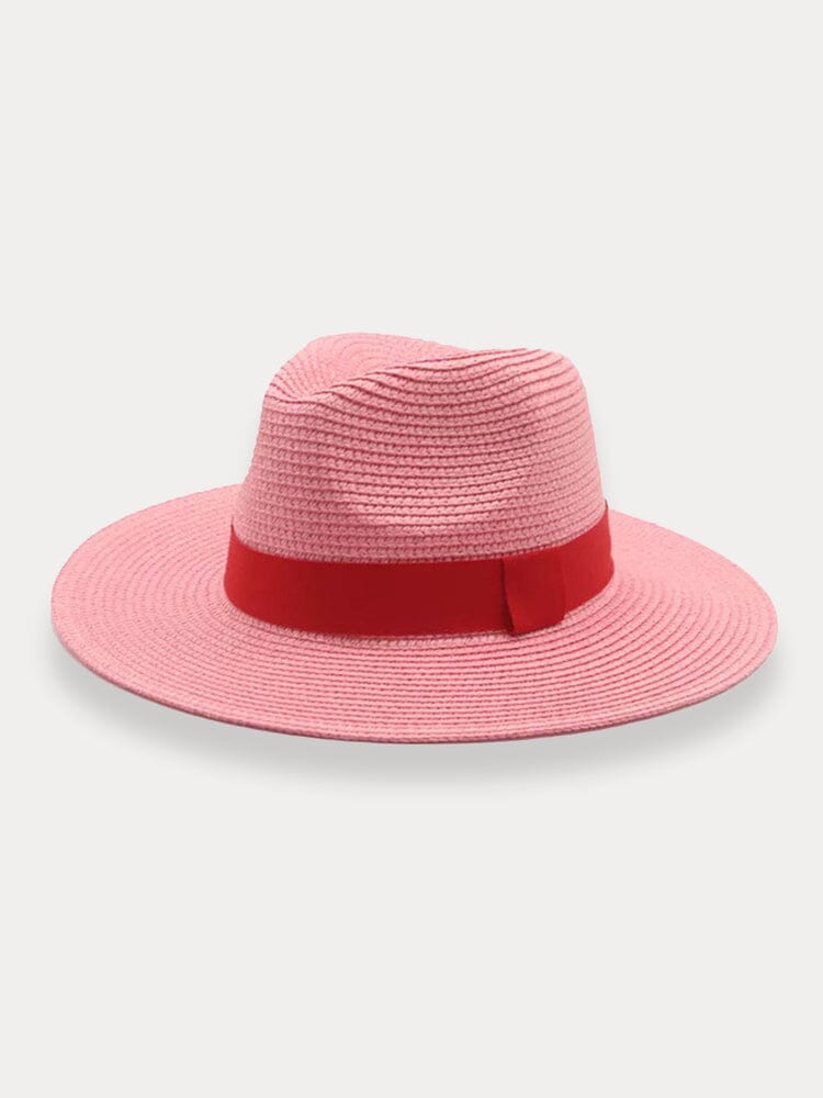 Breathable Flat Brim Beach Hat Hat coofandy Pink-PAT2 F(56-58) 