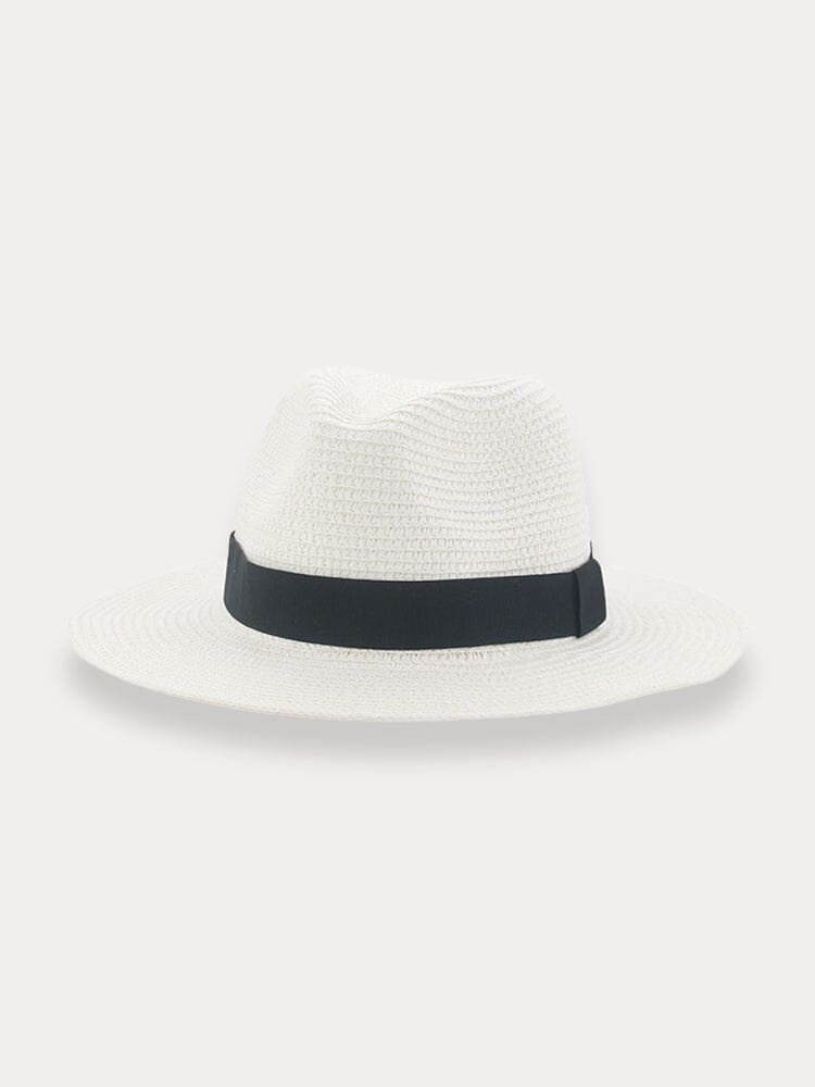 Breathable Flat Brim Beach Hat Hat coofandy White F(56-58) 
