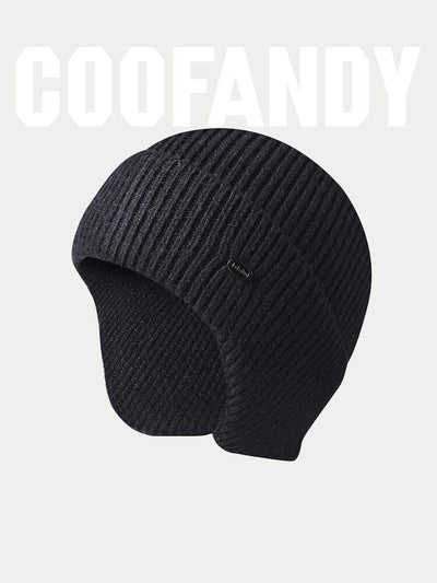 Windproof Ear Protection Knit Beanie Hat coofandy Black F 
