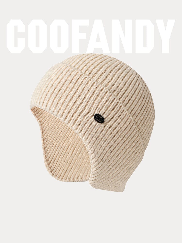 Windproof Ear Protection Knit Beanie Hat coofandy Beige F 