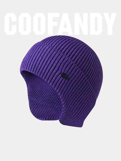 Windproof Ear Protection Knit Beanie Hat coofandy Purple F 
