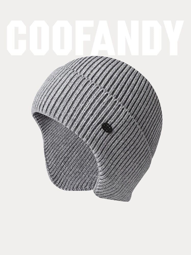 Windproof Ear Protection Knit Beanie Hat coofandy Light Grey F 