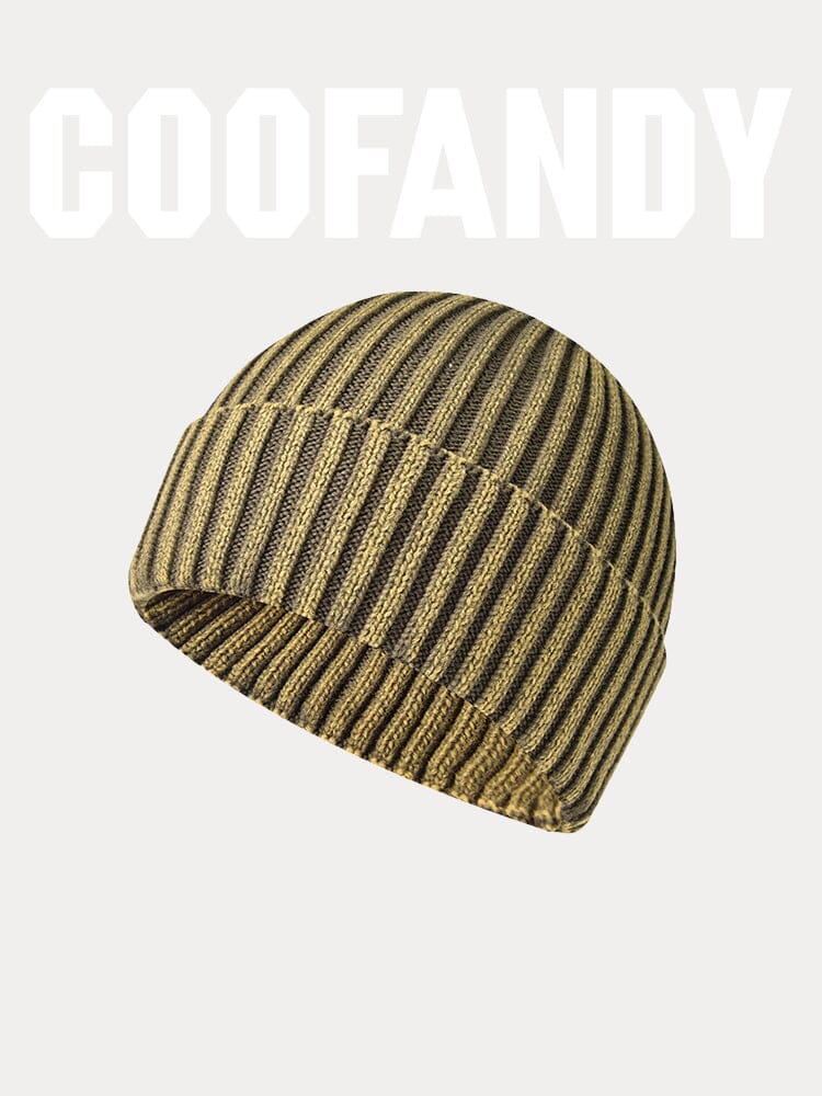 Simple 100% Cotton Knit Cuffed Beanie Hat coofandy Army Green F 