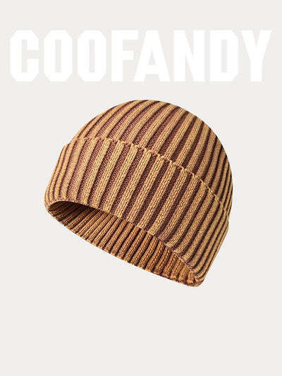 Simple 100% Cotton Knit Cuffed Beanie Hat coofandy Brown F 