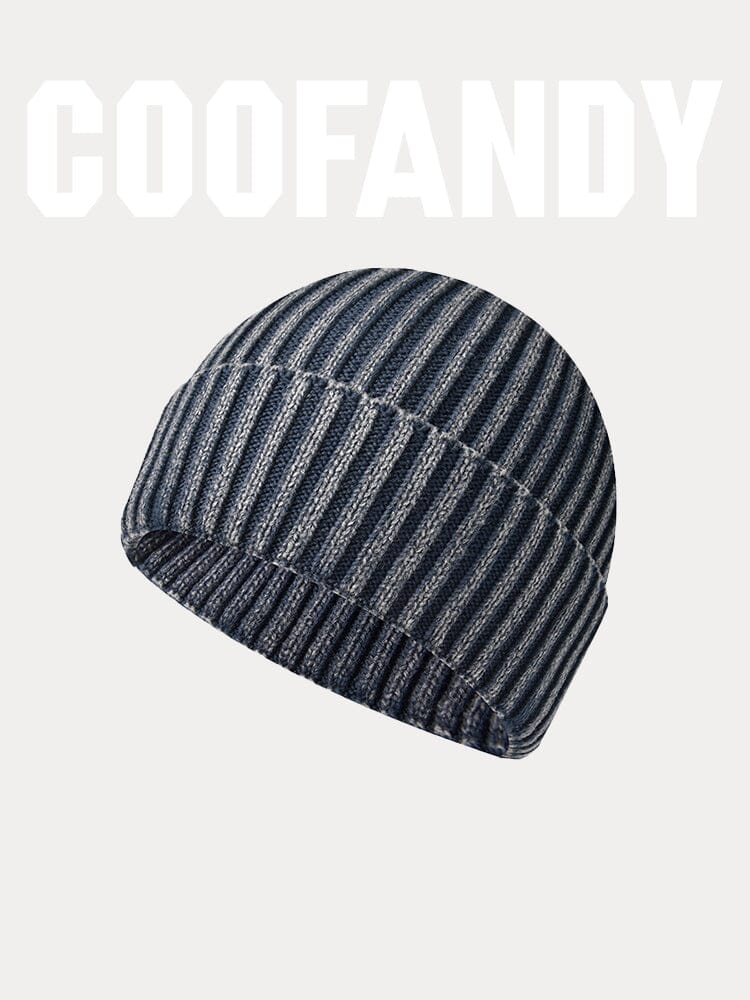 Simple 100% Cotton Knit Cuffed Beanie Hat coofandy Navy Blue F 