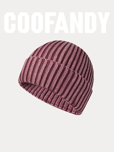 Simple 100% Cotton Knit Cuffed Beanie Hat coofandy Red F 