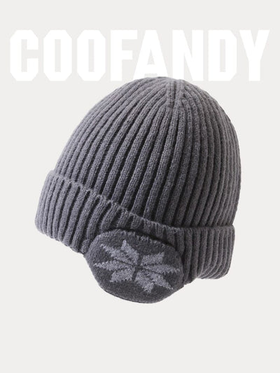 Warm Earflaps Knit Cuffed Beanie Hat coofandy 